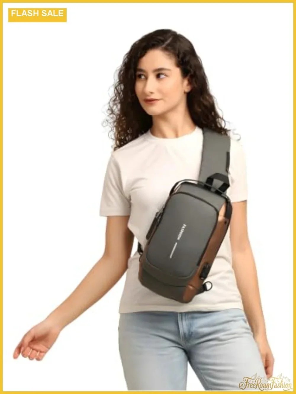 Anti-Theft Sling Bag with USB Port Water-Resistant Crossbody Backpack Travel